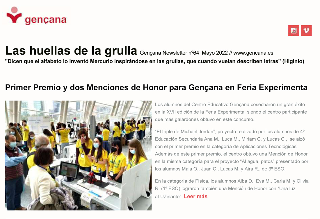 newsletter centro educativo gençana mayo 2022