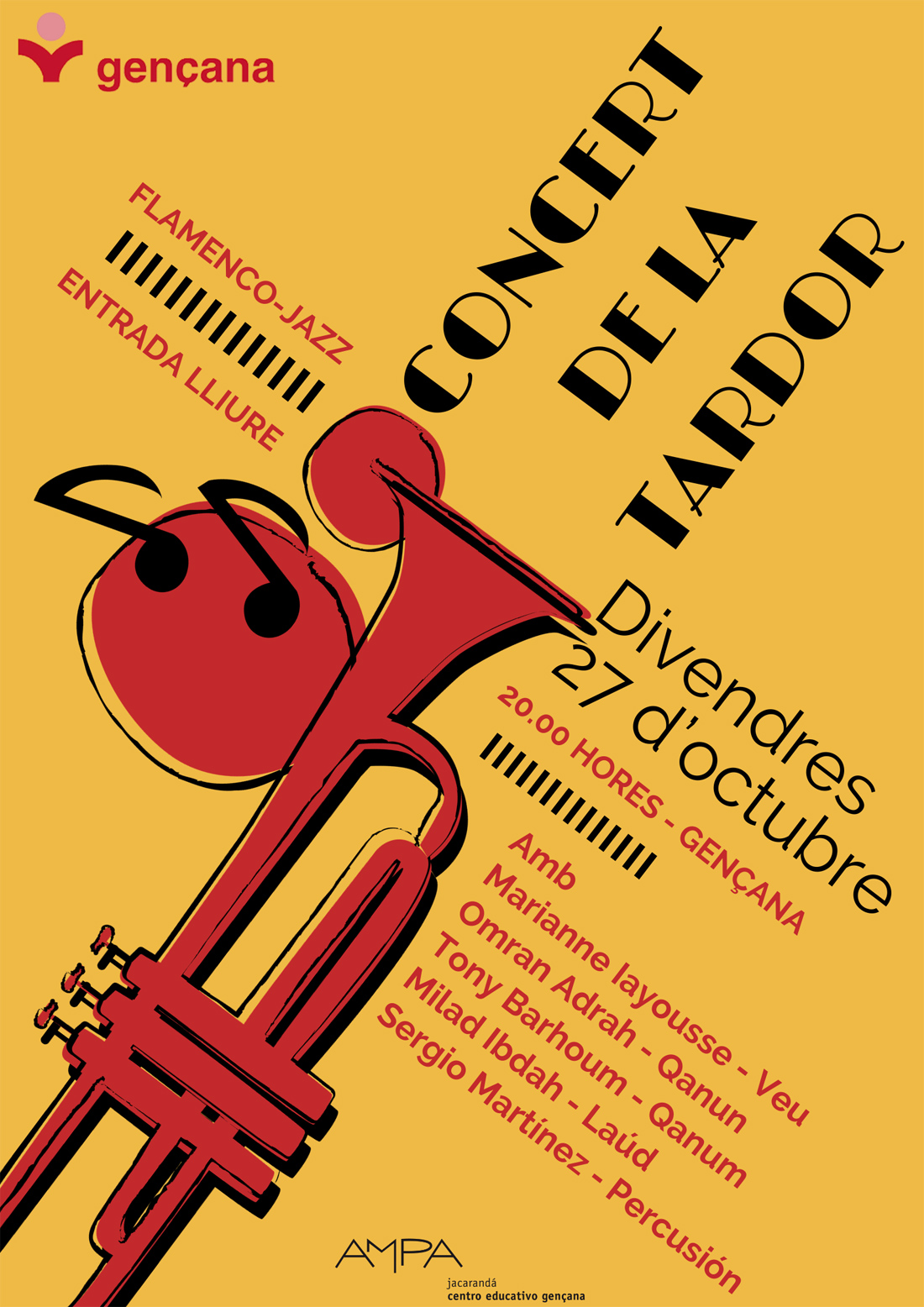 Concierto de flamenco jazz a cargo de Sergio Rodríguez. Viernes 27 de octubre a las 20.00 horas en el Centro Educativo Gençana. Entrada libre