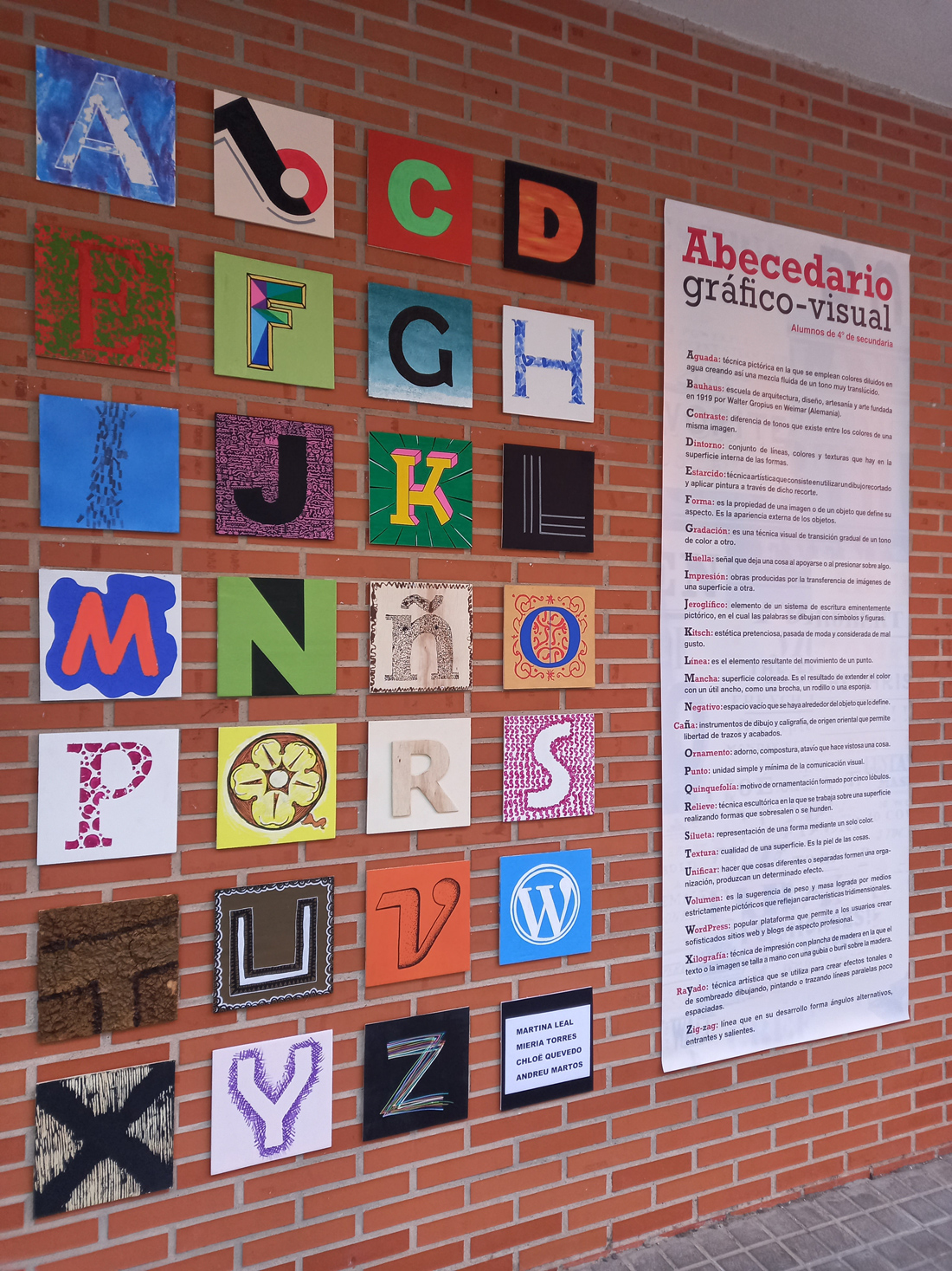 Exposición de un abecedario realizado con tipografía creativa