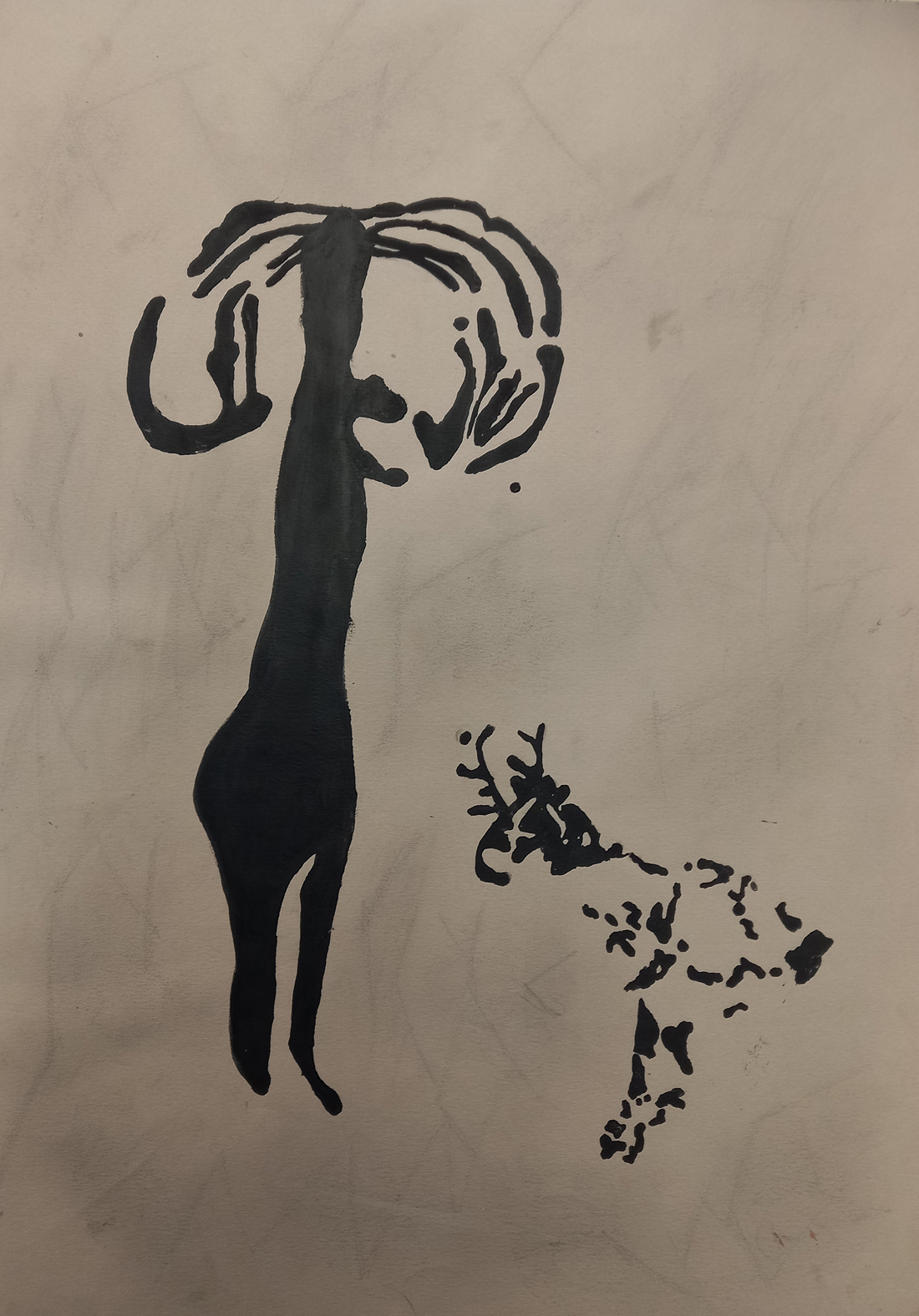 Pintura rupuestre elaborada por los alumnos de 1º Educación Secundaria del Centro Educativo Gençana, dentro del proyecto "Abuelísimos" sobre la prehistoria