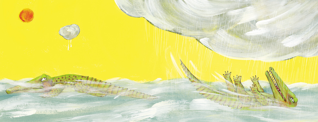 Ilustración de Carme Solé Vendrell que muestra un mar bravo con un fondo amarillo