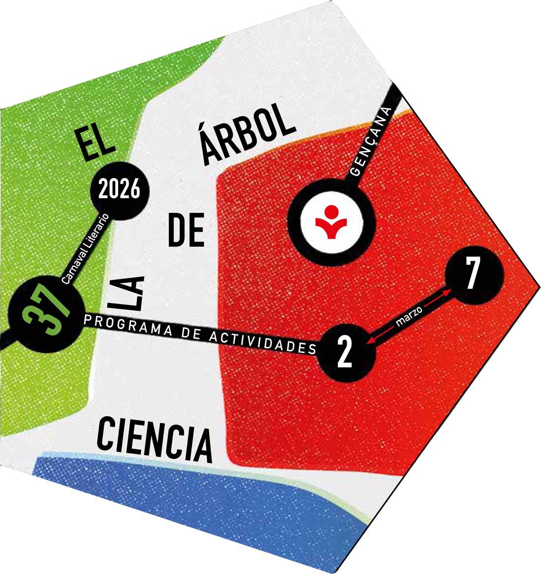 Portada del programa de actividades del XXXVII Carnaval Literario del Centro Educativo Gençana, diseñado por Pablo Mestre